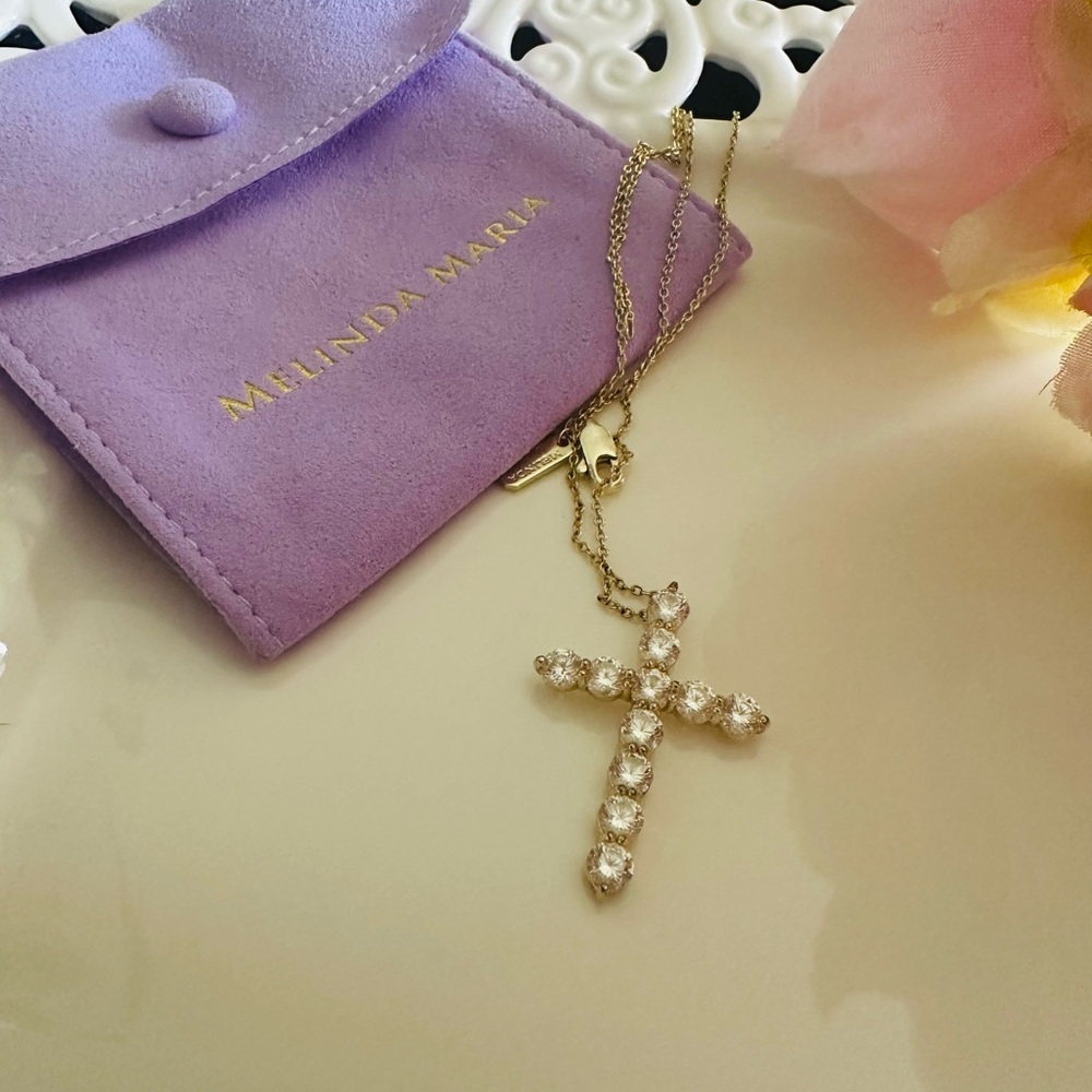 Melinda Maria Gold Cross Necklace